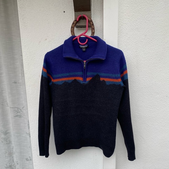 Patagonia Tops - Rare Patagonia Fitz Roy Mountain 1/4 Wool Sweater